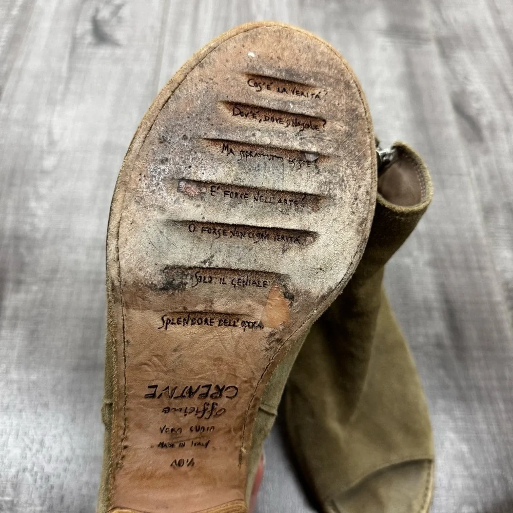 Officine Creative Beige Suede Peep Toe Boots Size 40 1/2 (10.5)